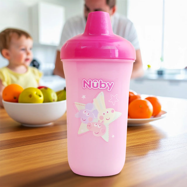 Vaso Entrenador Antiderrames Nuby, Pepa Pig, Color Rosa, 300 ml