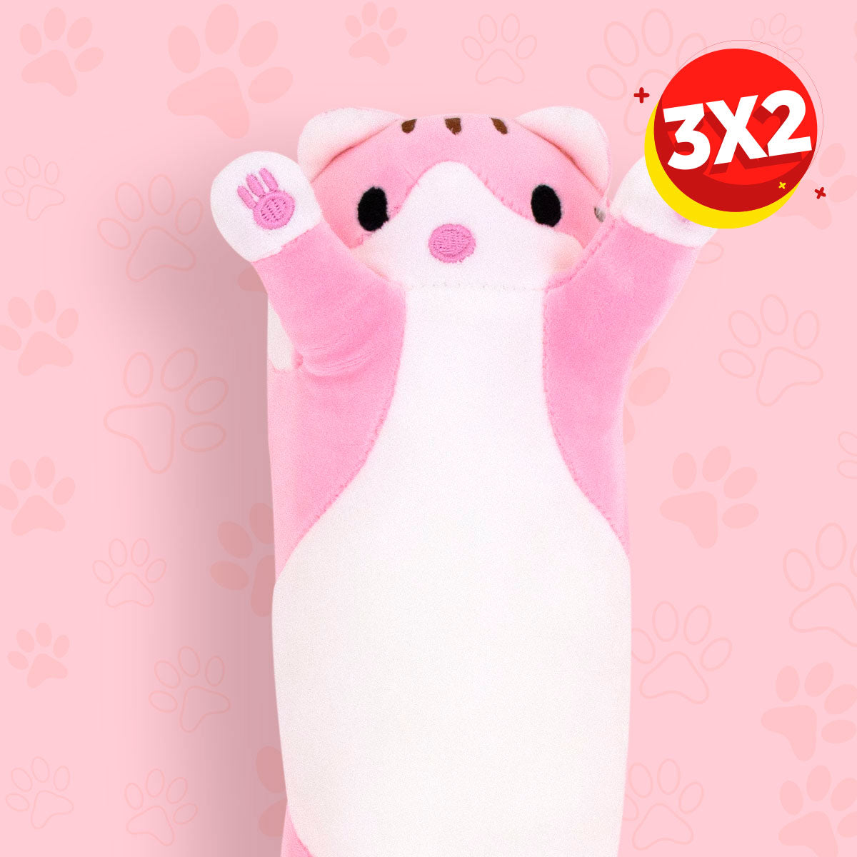 3X2 Peluche de Gatito Rosa 55cm