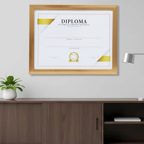 Porta Documento, Madera, Color Dorado