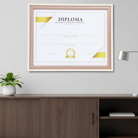Porta Documento, Marco Color Beige y Bronce