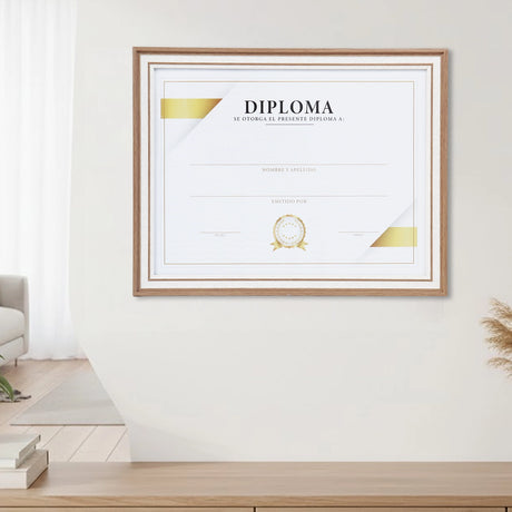 Porta Documento, Marco Color Café y Oro