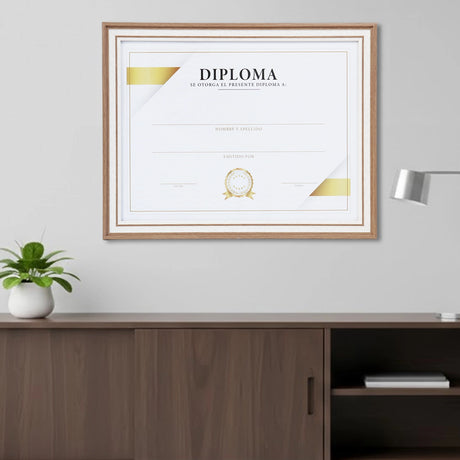 Porta Documento, Marco Color Café y Oro