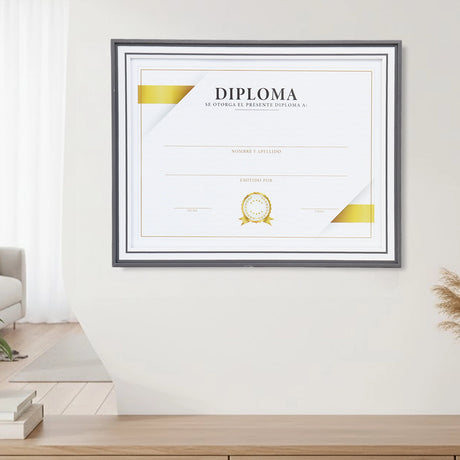 Porta Documento, Marco Color Gris y Blanco