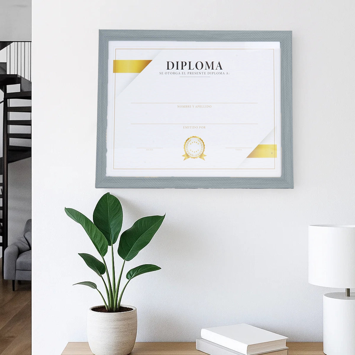 Porta Documento, Marco Color Gris