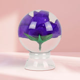 Bola de cristal con rosa morada 15x10cm