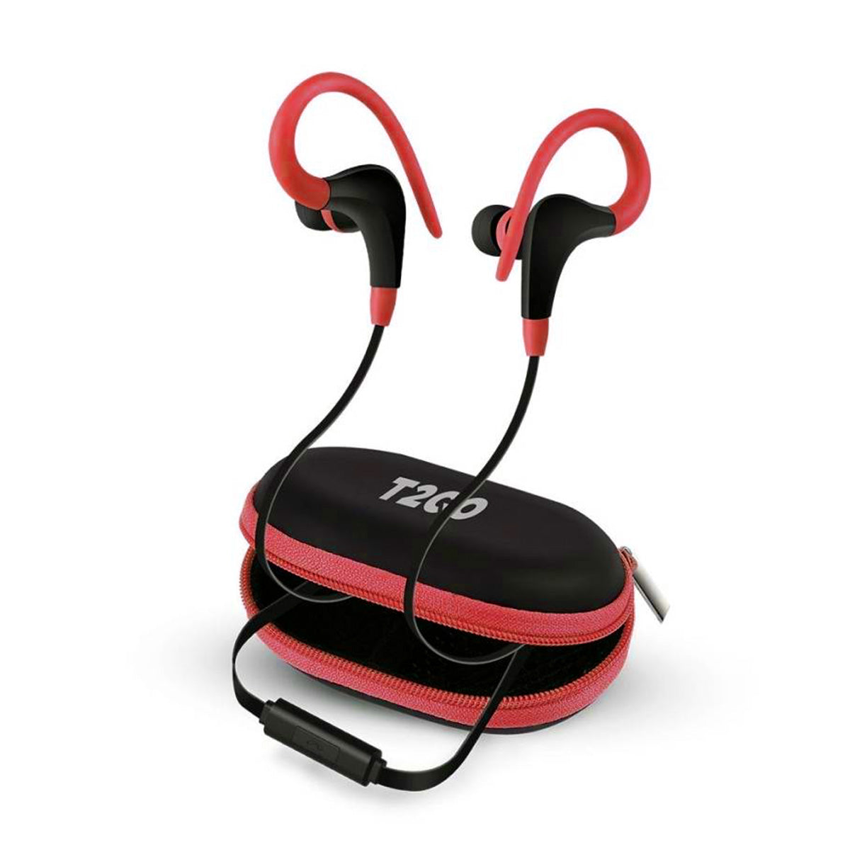 Audifono deportivo con estuche Rojo