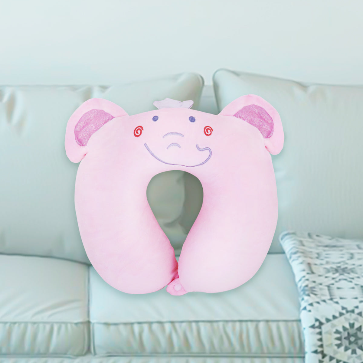 Almohada para Viaje con Diseño de Elefante color Rosa