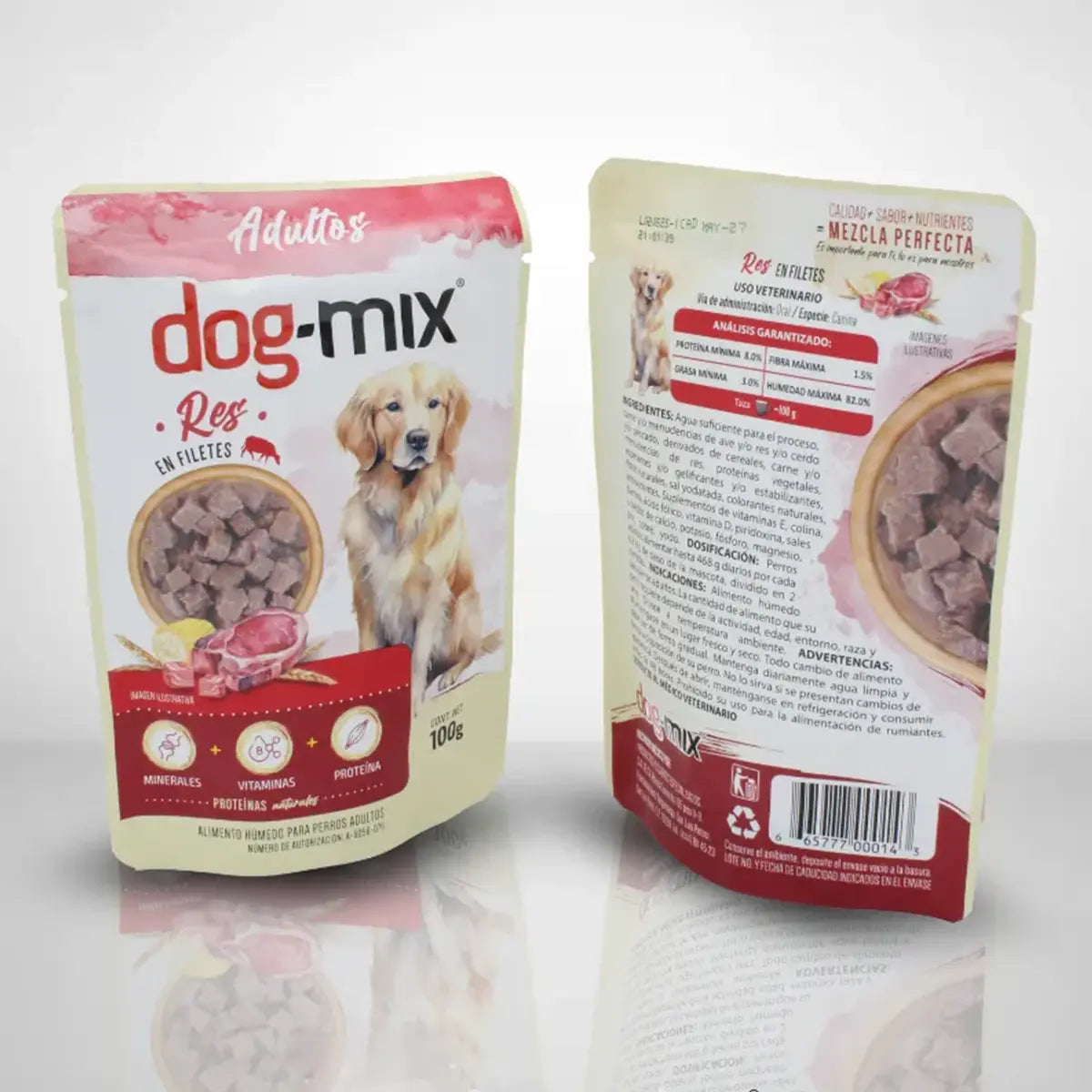 Alimento Húmedo Balanceado para Perro, Dog Mix, Adulto, Res, 100 gr