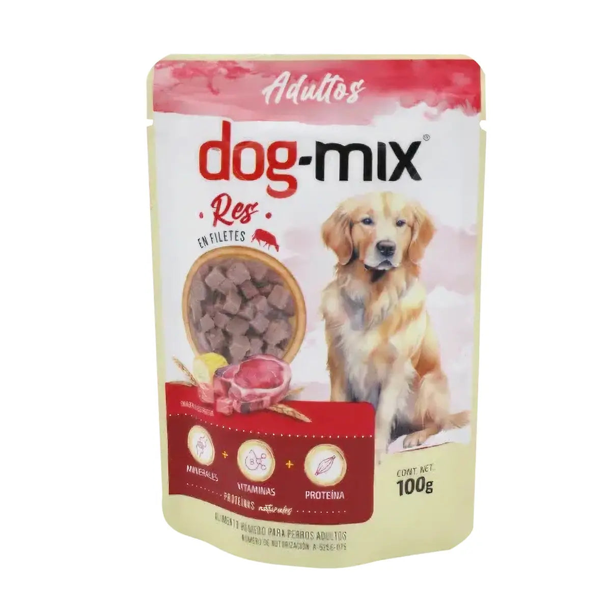 Alimento Húmedo Balanceado para Perro, Dog Mix, Adulto, Res, 100 gr