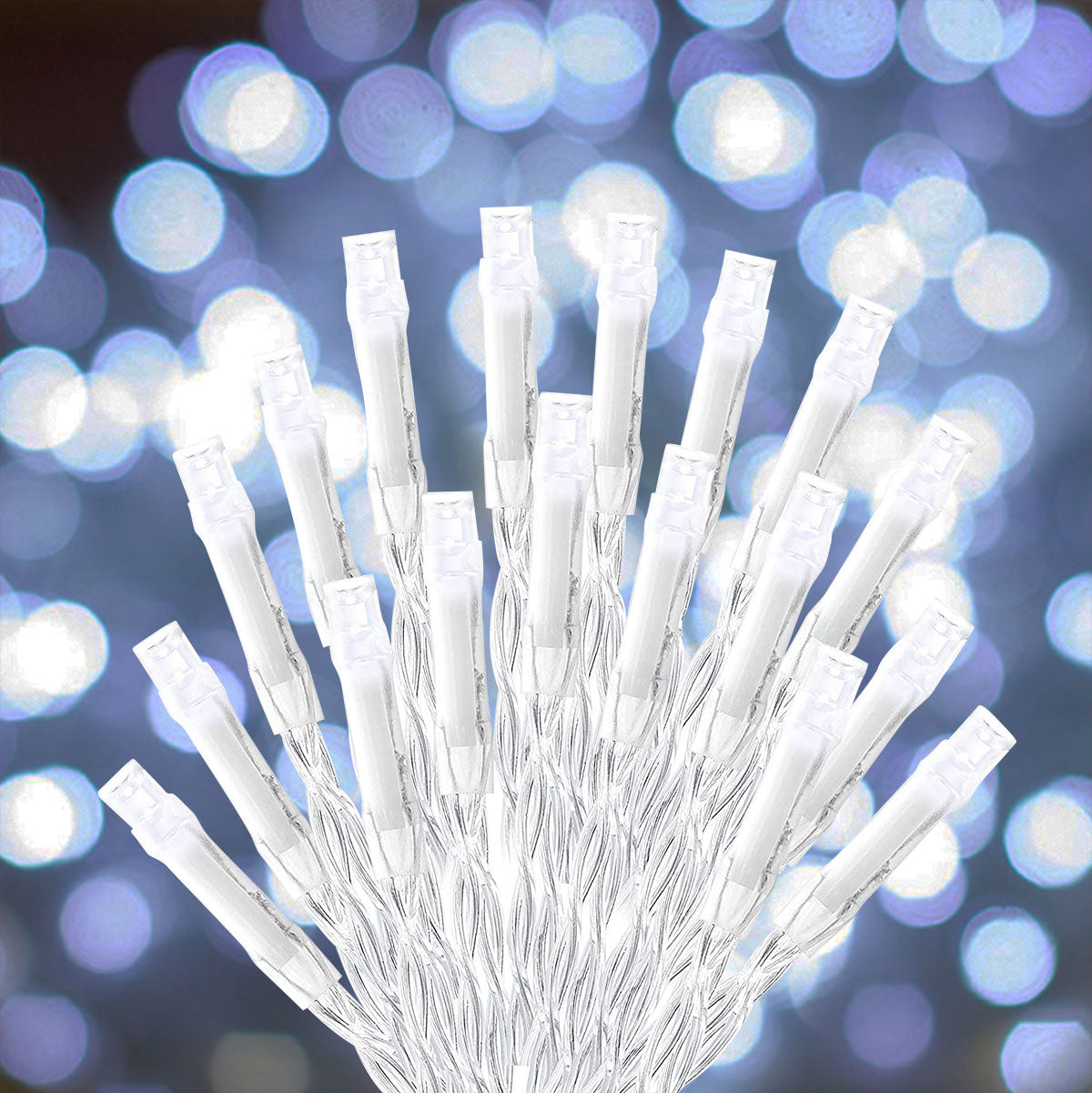 Cadena de 100 Luces Blancas con Cable Transparente