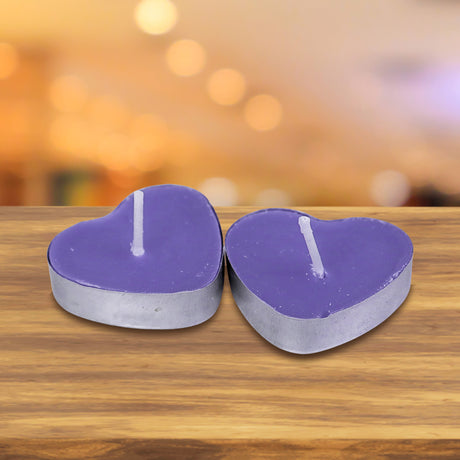 Paquete de 2 Velas en Forma de Corazón color Morado