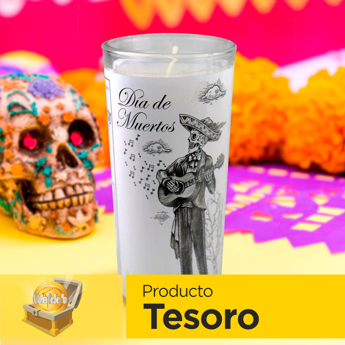 Veladora Aromática, Catrines Día de Muertos, Grande, 390 g.