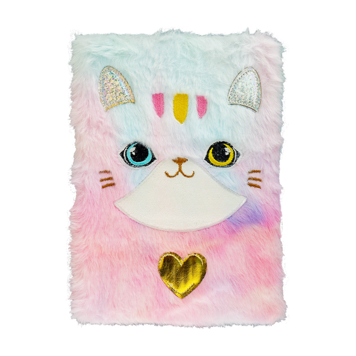 Libreta de Peluche Multicolor con Diseño de Gato