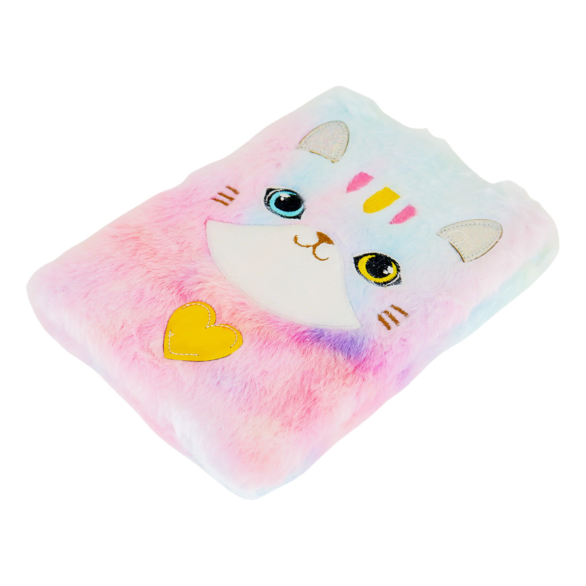 Libreta de Peluche Multicolor con Diseño de Gato