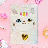 Libreta de Peluche Multicolor con Diseño de Gato