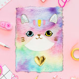 Libreta de Peluche Multicolor con Diseño de Gato