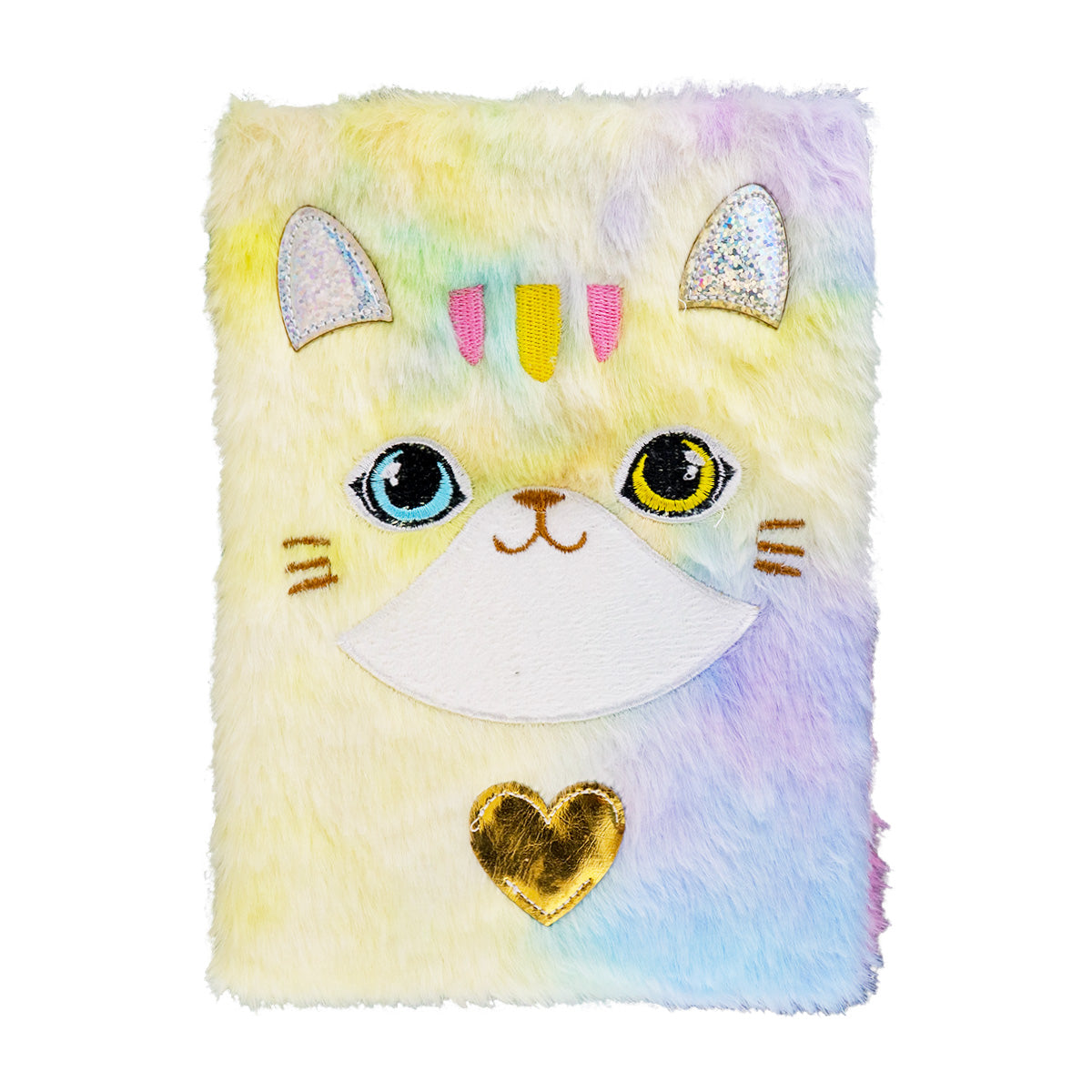 Libreta de Peluche Multicolor con Diseño de Gato