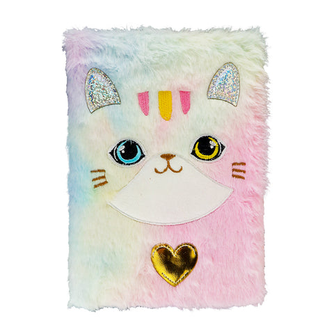 Libreta de Peluche Multicolor con Diseño de Gato
