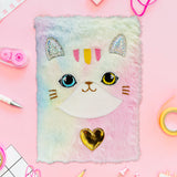 Libreta de Peluche Multicolor con Diseño de Gato