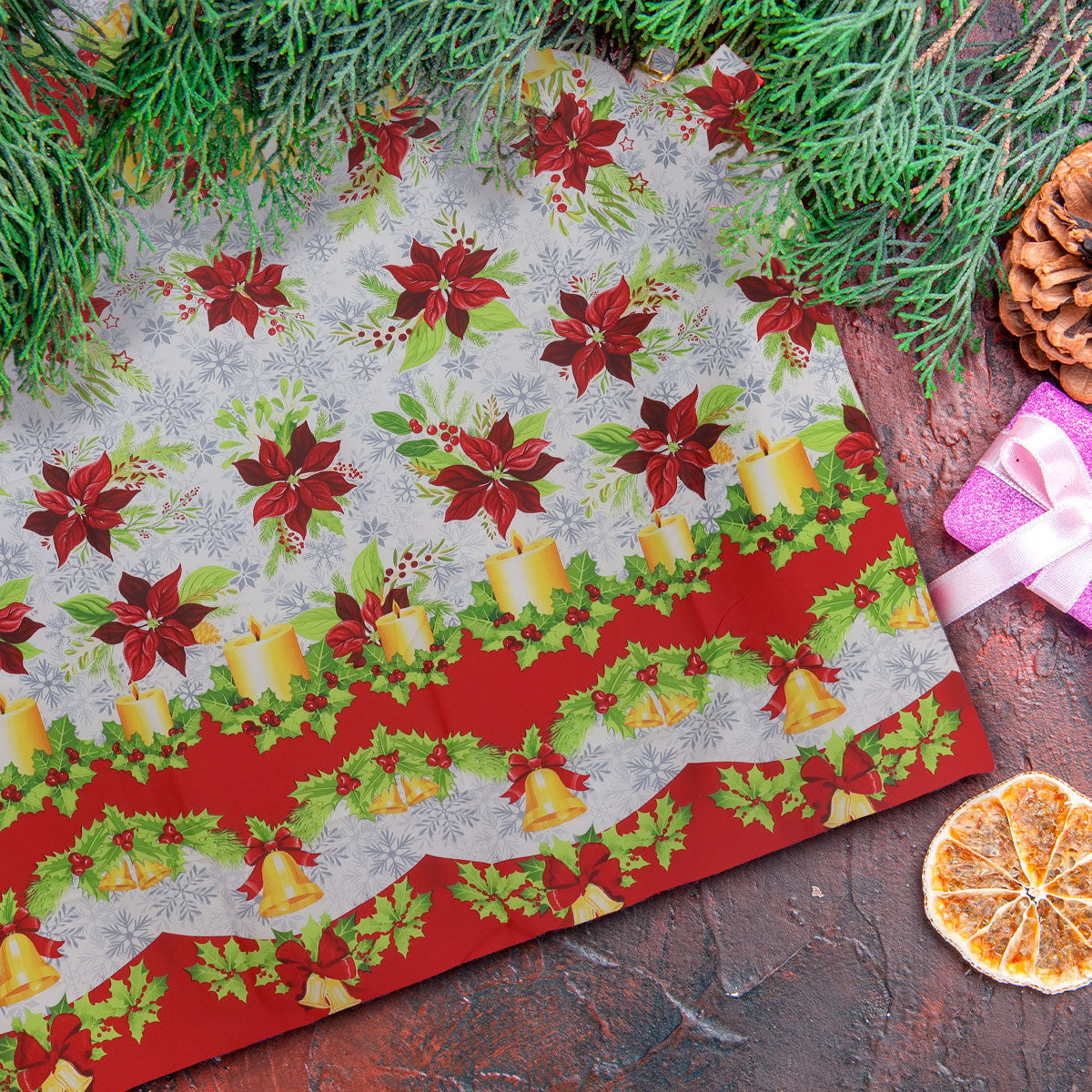Mantel Navideño, Diseño Corona Adviento, 2x1.5 m