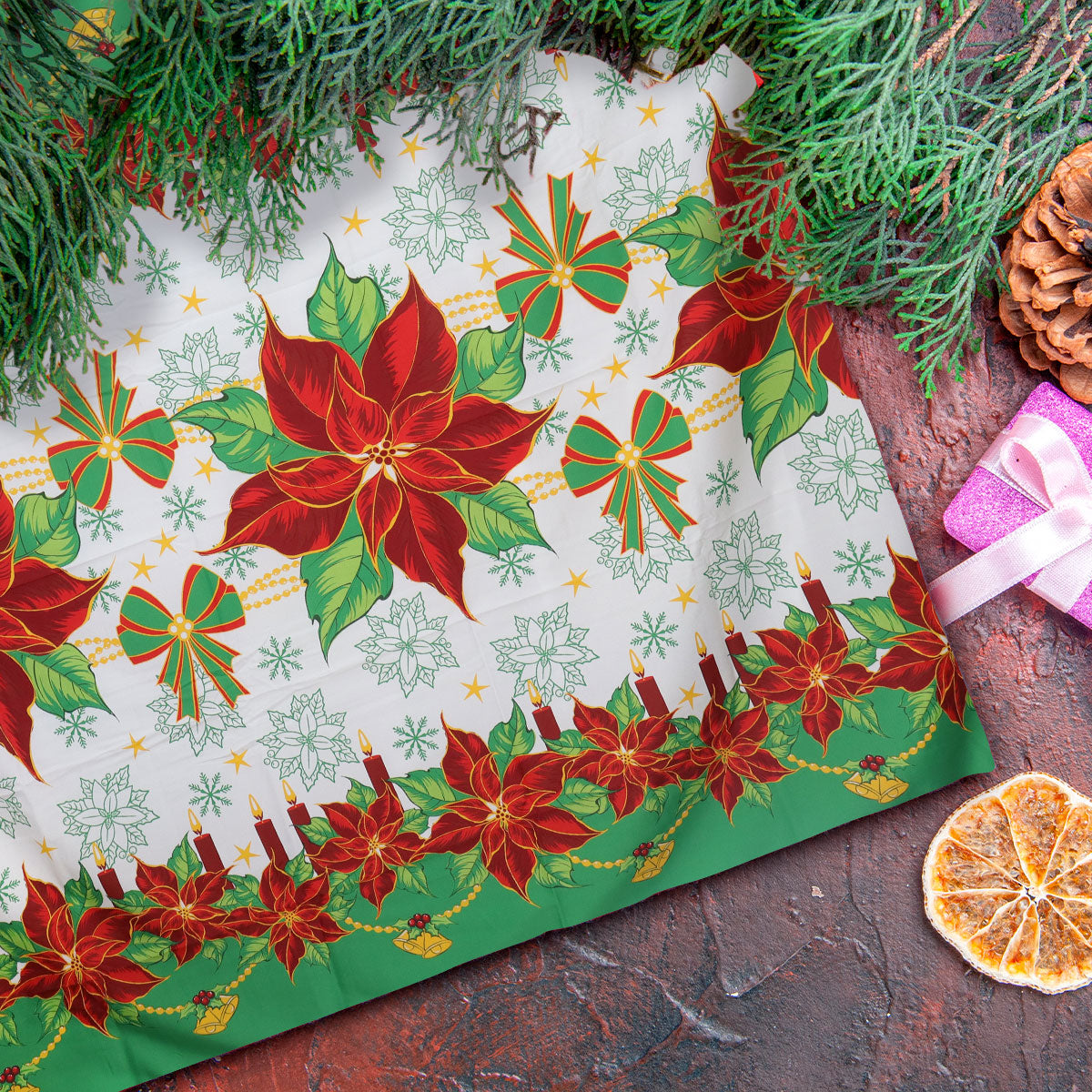 Mantel Navideño, Diseño de Colores, 2x1.5 m