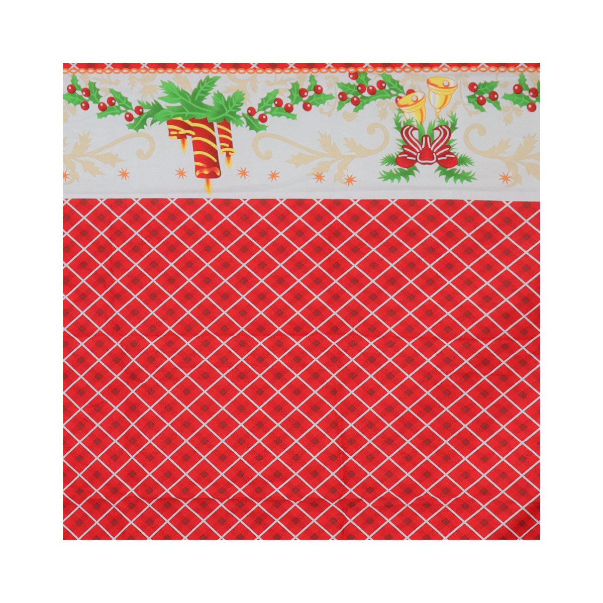 Mantel Navideño, Diseño Rombos, Color Rojo, 2x1.5 m