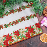 Mantel Navideño, Diseño Nochebuenas, Color Blanco, 2x1.5 m