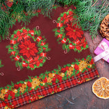 Mantel Navideño, Color Vino, 2x1.5 m
