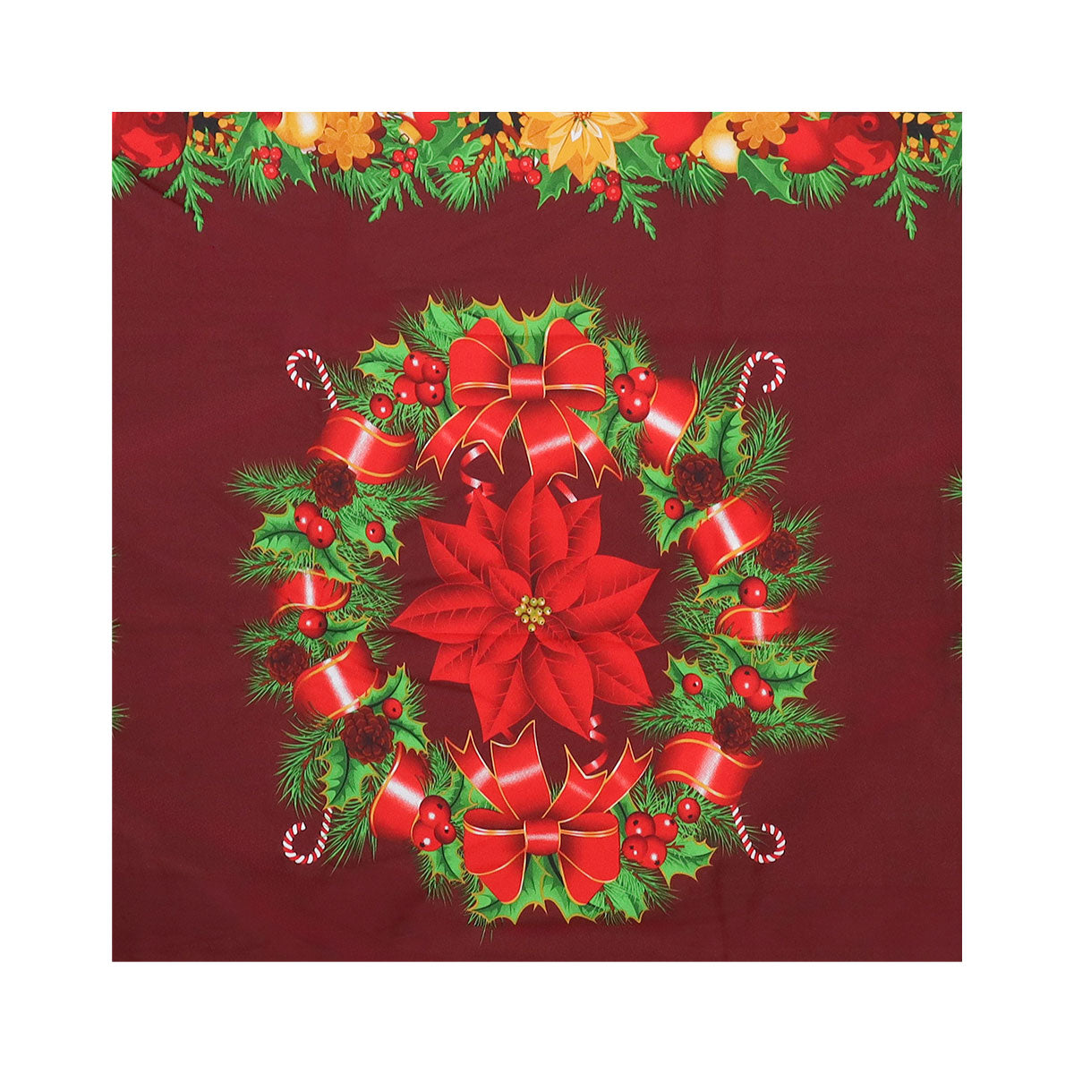 Mantel Navideño, Color Vino, 2x1.5 m