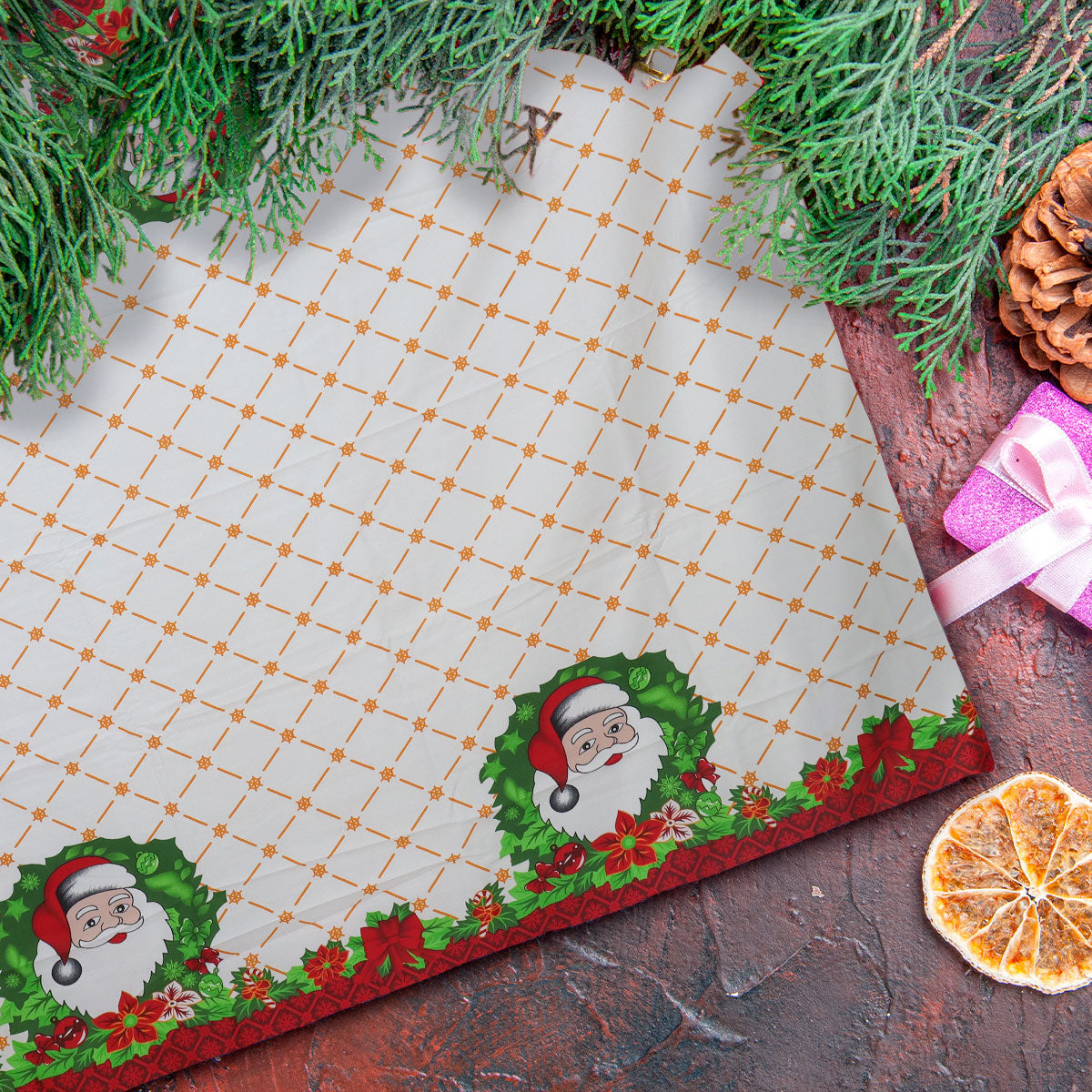 Mantel Navideño con Diseño, Color Blanco, 2x1.5 m