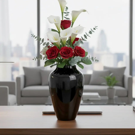 Florero, Estilo Tibor, Color Negro y Blanco