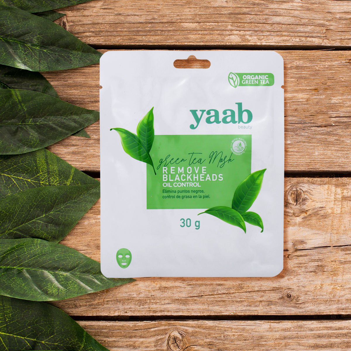 Yaab Beauty, Mascarilla Facial de Té Verde Orgánico