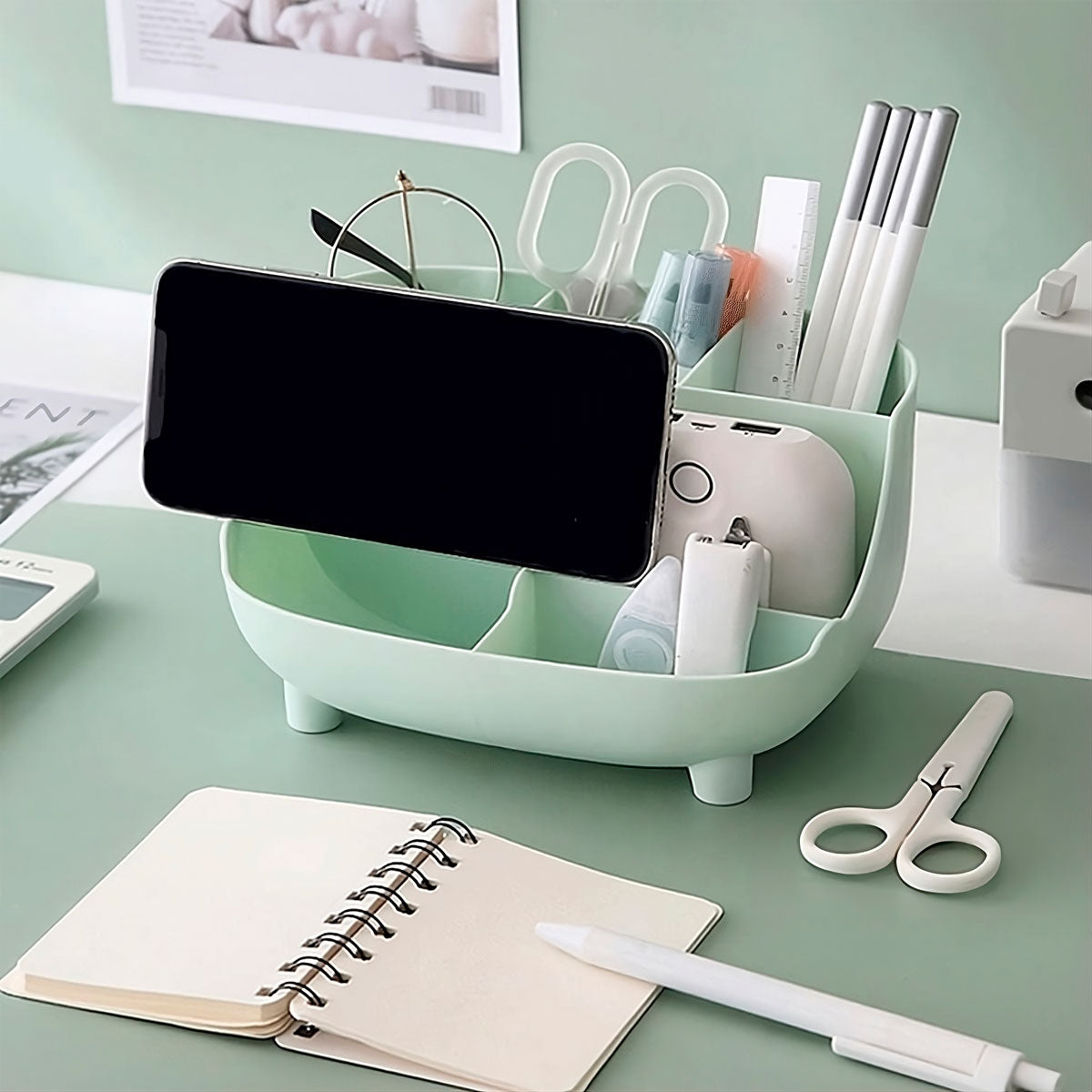 Organizador de Escritorio con 6 Separadores, color Verde