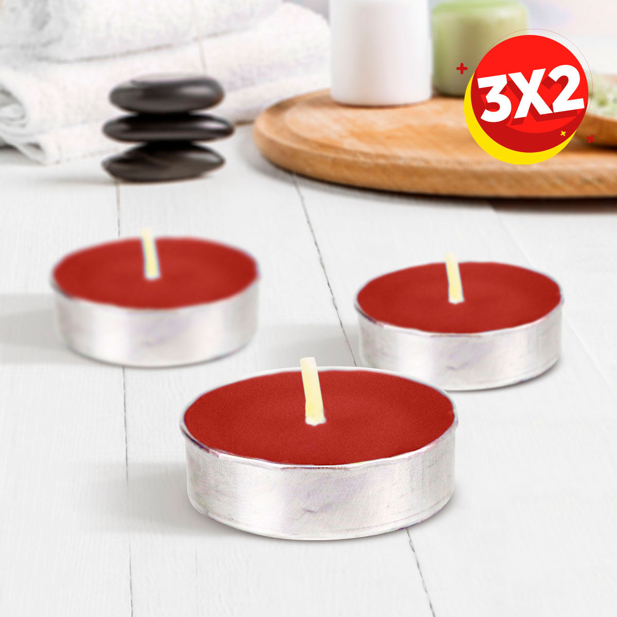 3X2 Set de Velas Lum Té Fresa 3pza.