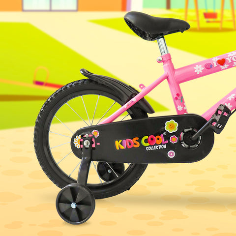 Bicicleta Rodada 12 con Ruedas de Apoyo, color Rosa para Niña