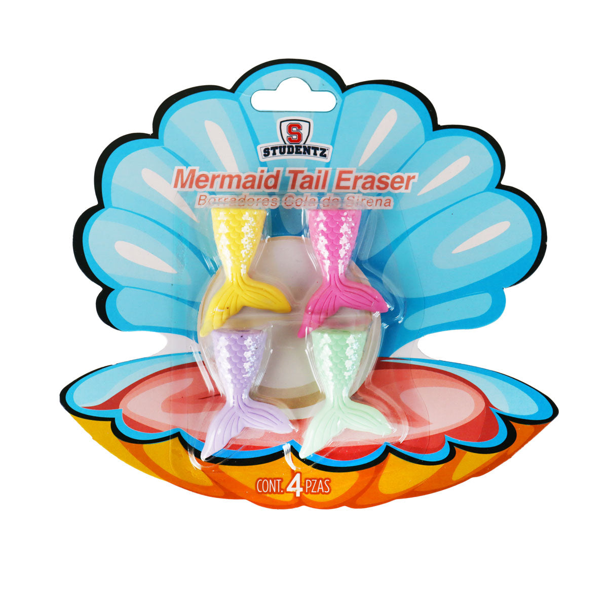 Set de 4 Gomas, Cola de Sirena
