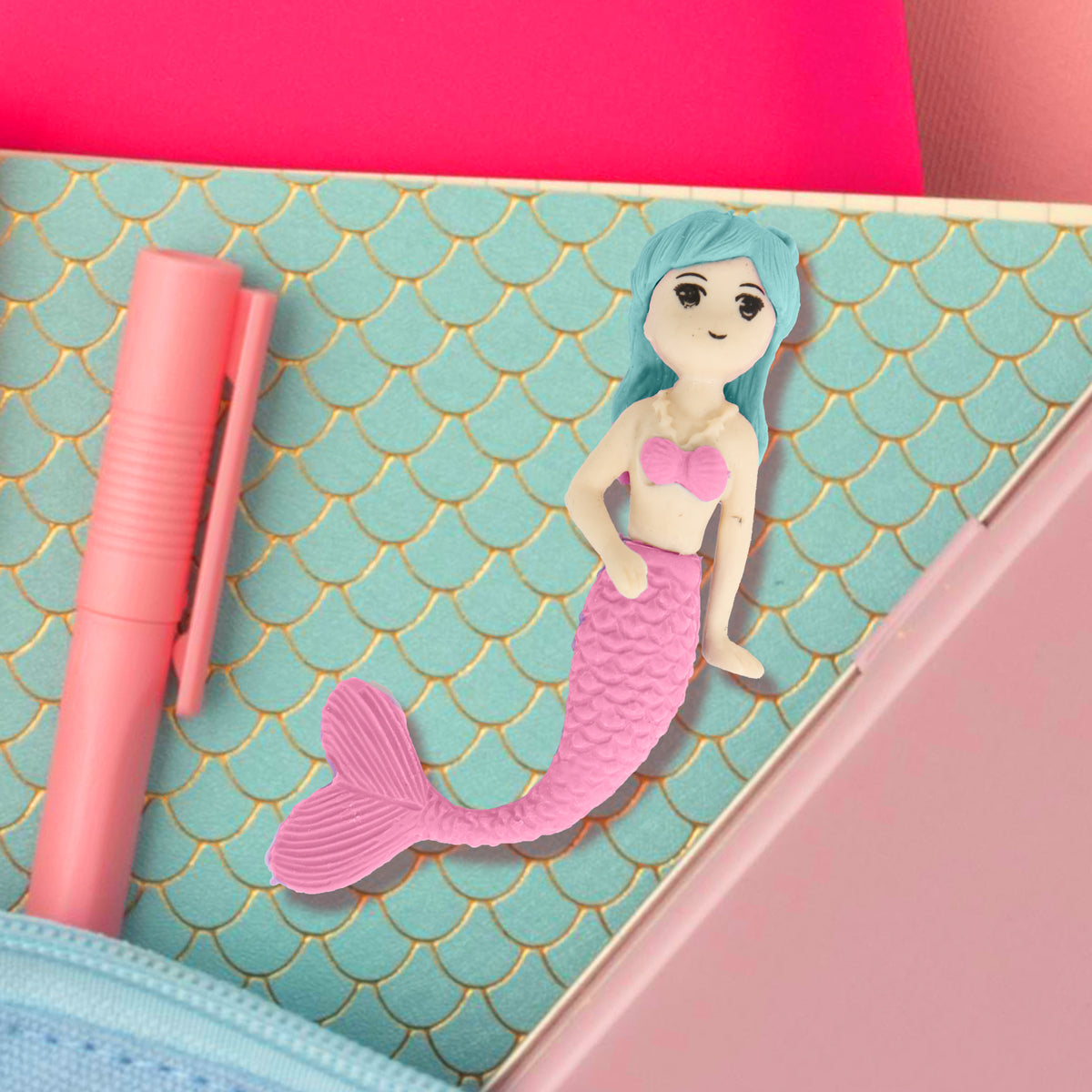 Goma de borrar en forma de Sirena, Color Rosa