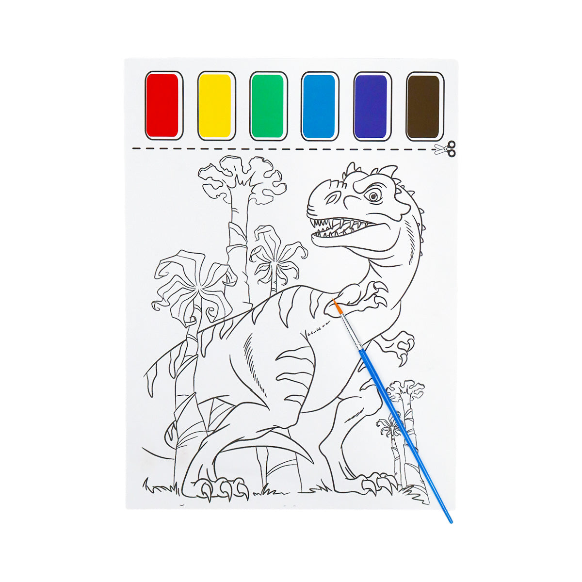 Dibujo de Dinosaurio para Colorear con Acuarelas