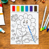 Dibujo de Flor para Colorear con Acuarelas