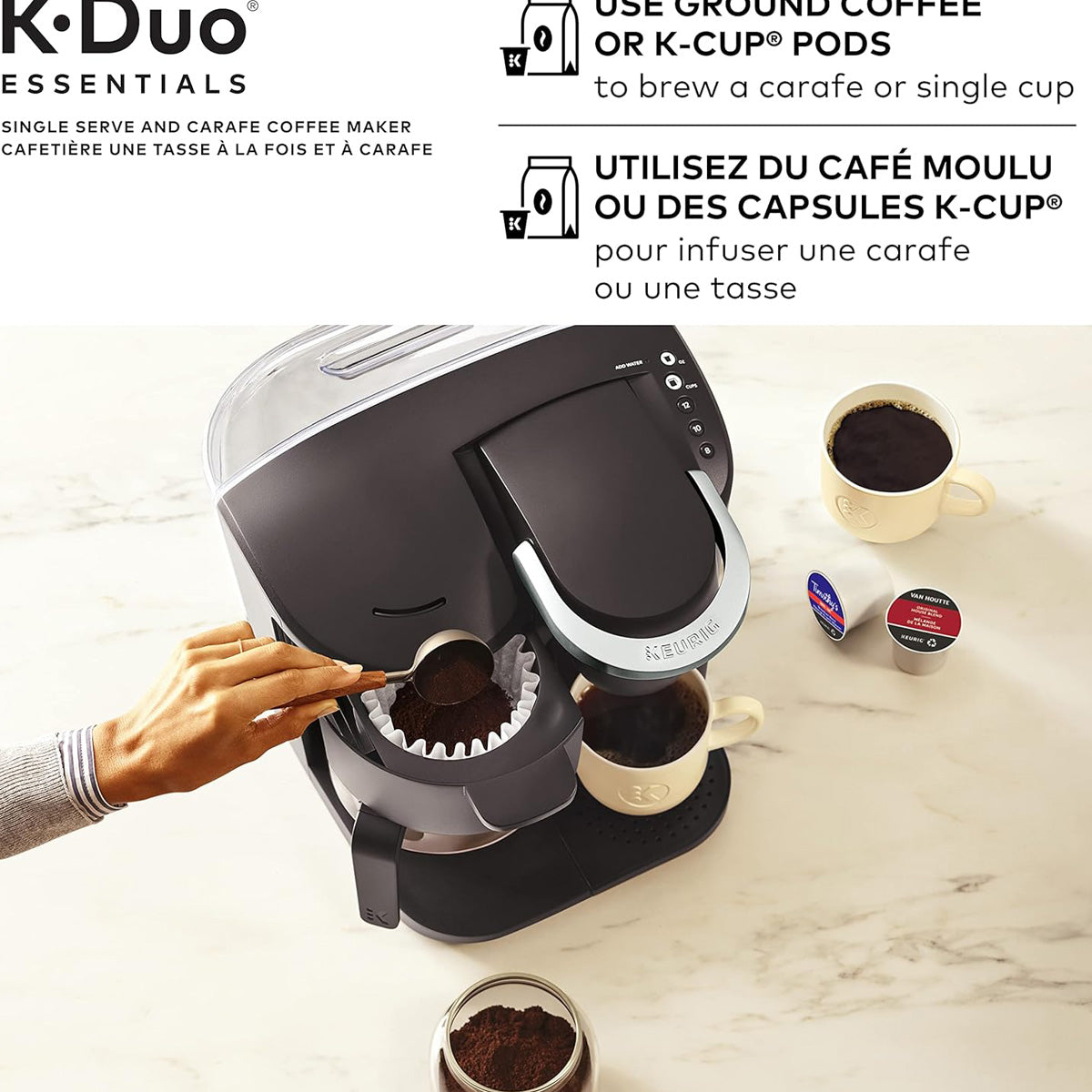 Keurig K-Duo Essentials, Cafetera para Cápsula K-Cup, color Negro; Reacondicionada