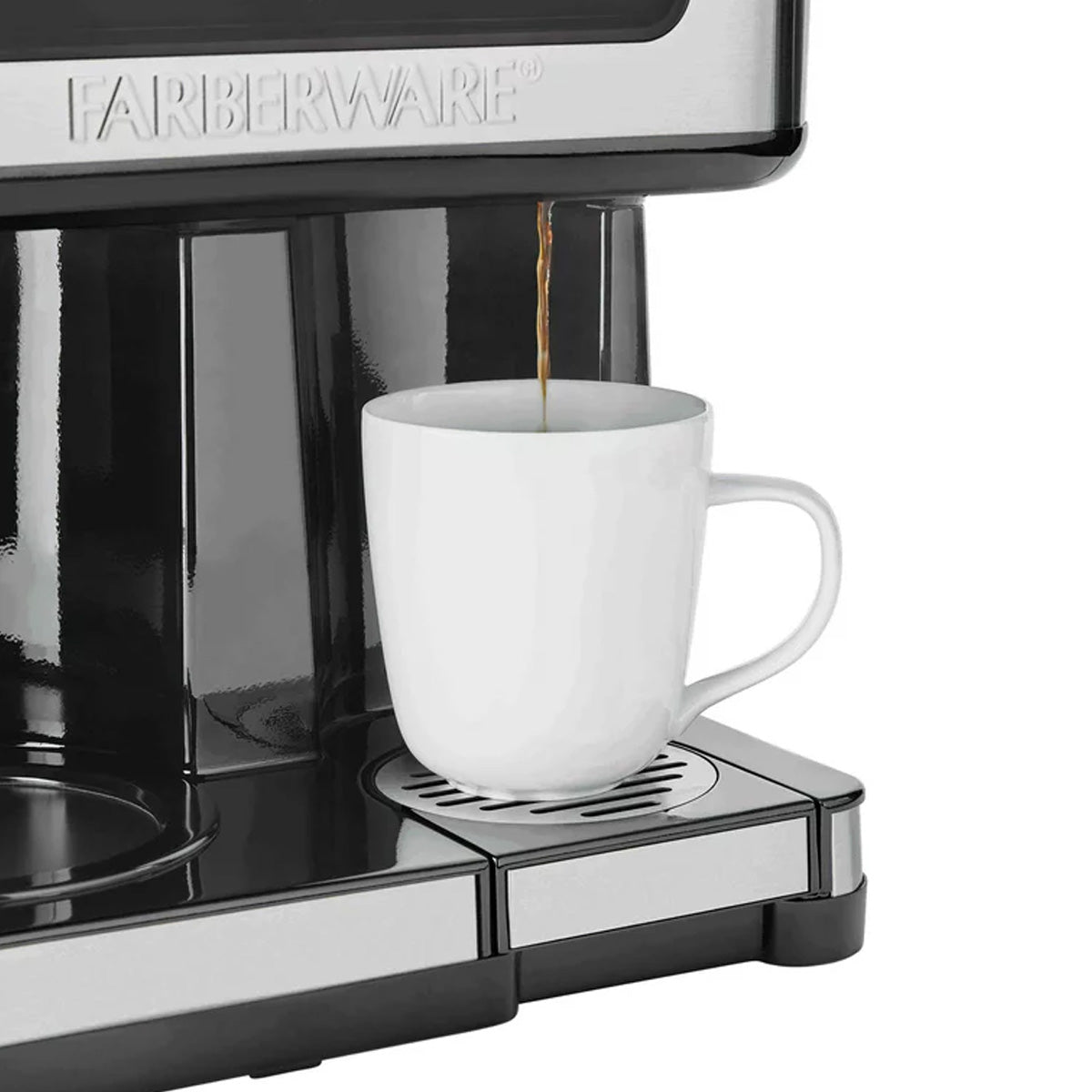 Faberware, Cafetera 2 En 1, color Negro Con Plata