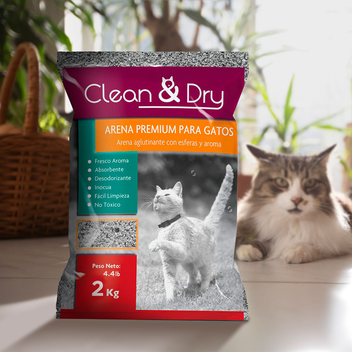 Arena para Gato Clean & Dry 2 Kg