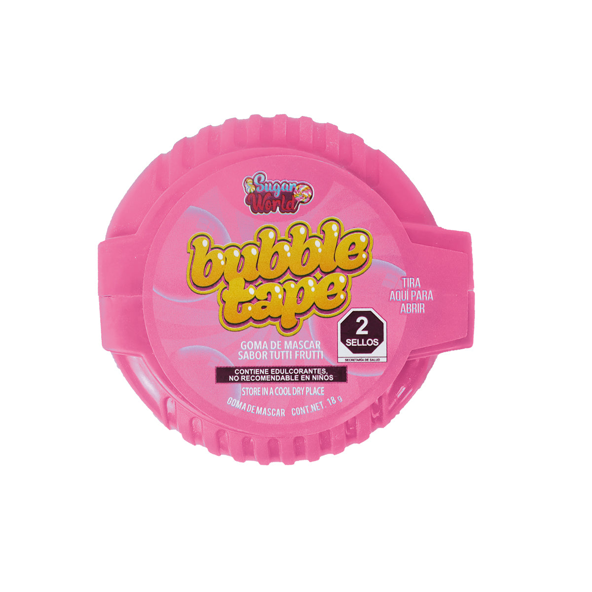 Chicle Bubble Tape Sabor Tutti Fruti, color Rosa