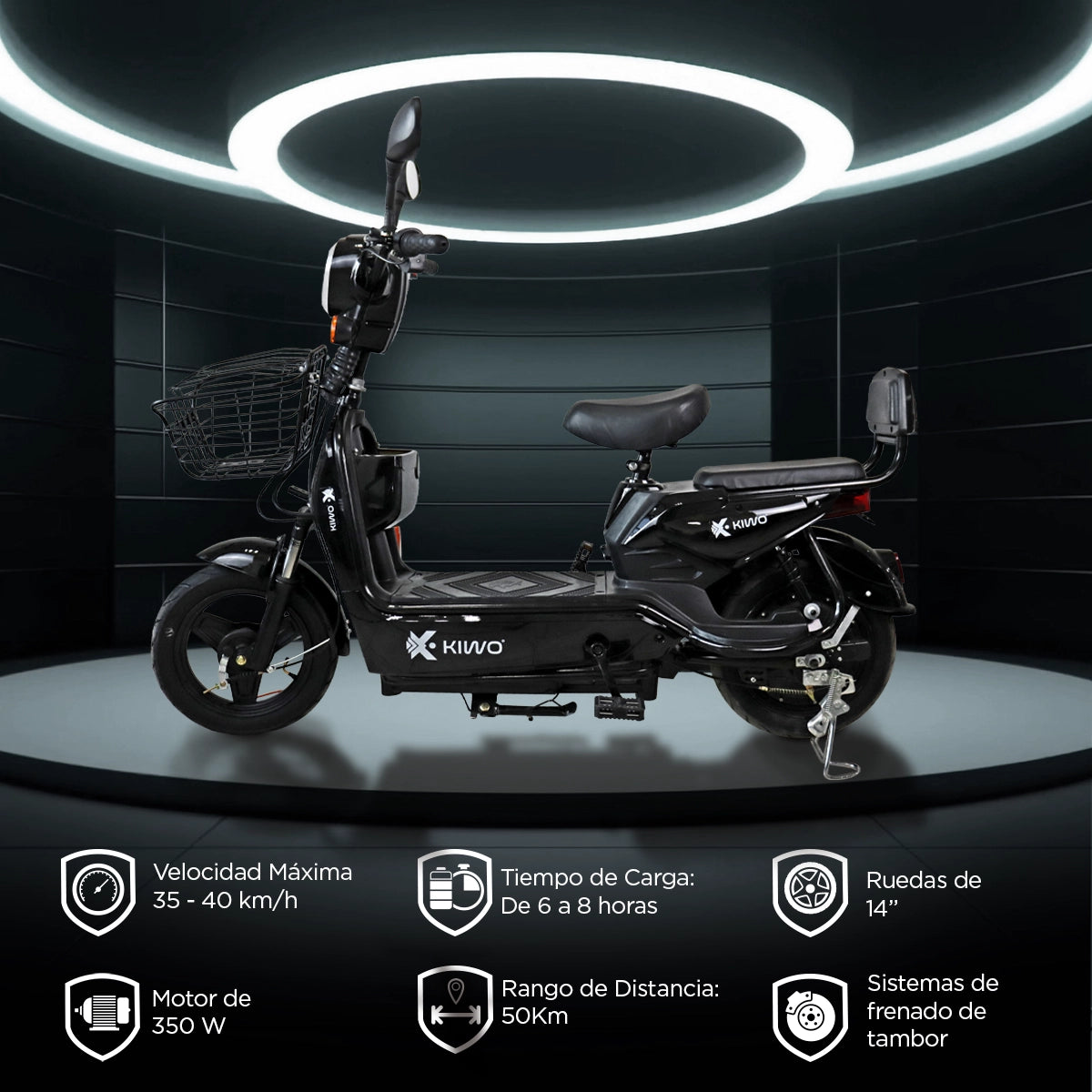 Bicicleta Eléctrica Negra Kiwo GY801