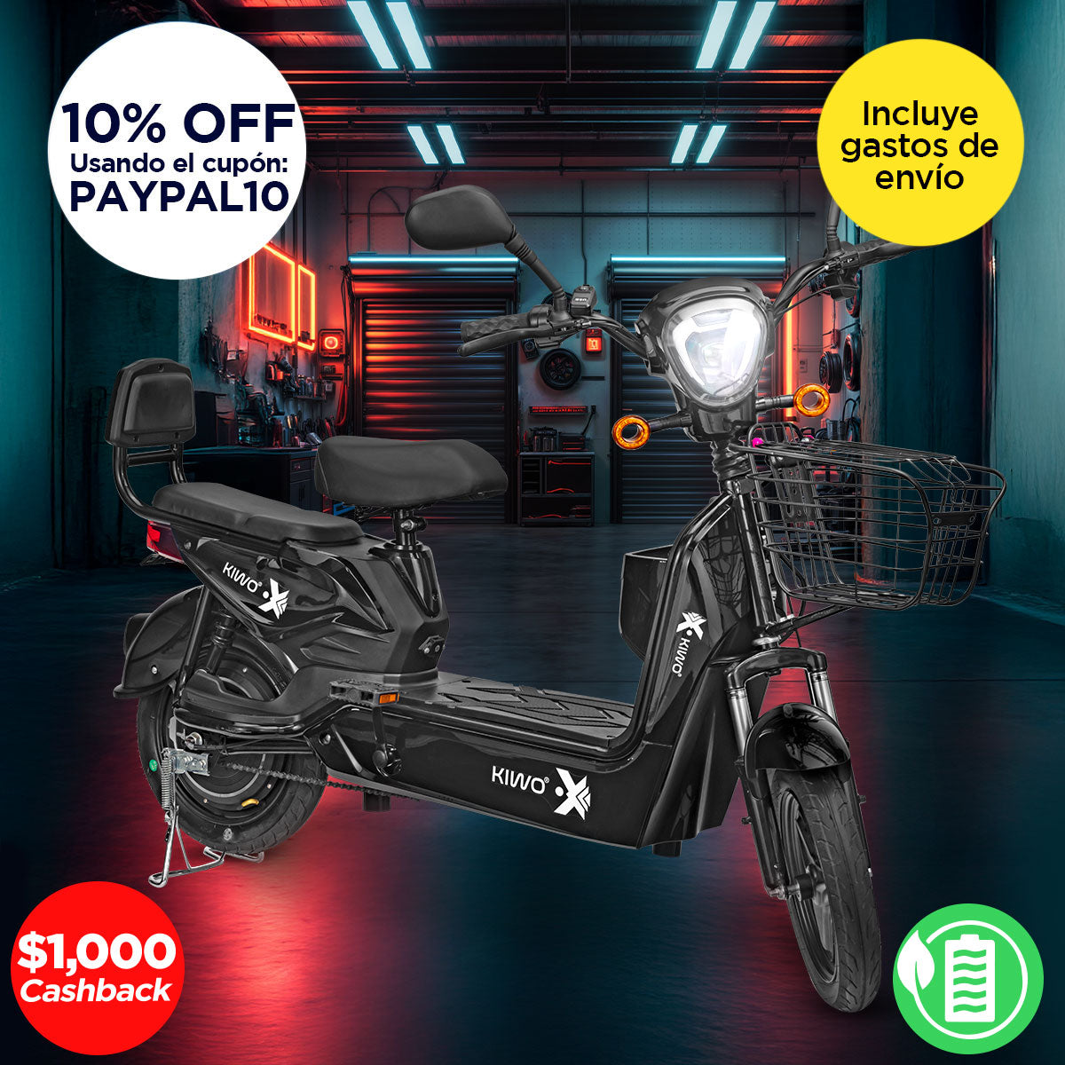 Bicicleta Eléctrica Negra Kiwo GY801