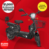 Bicicleta Eléctrica Negra Kiwo GY801