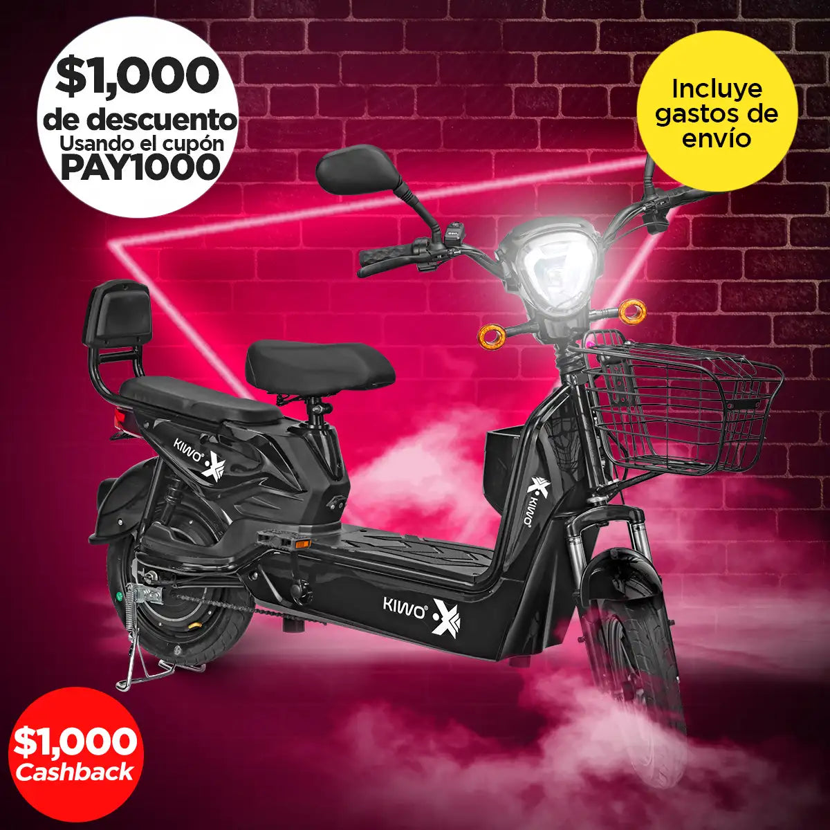 Bicicleta Eléctrica Negra Kiwo GY801