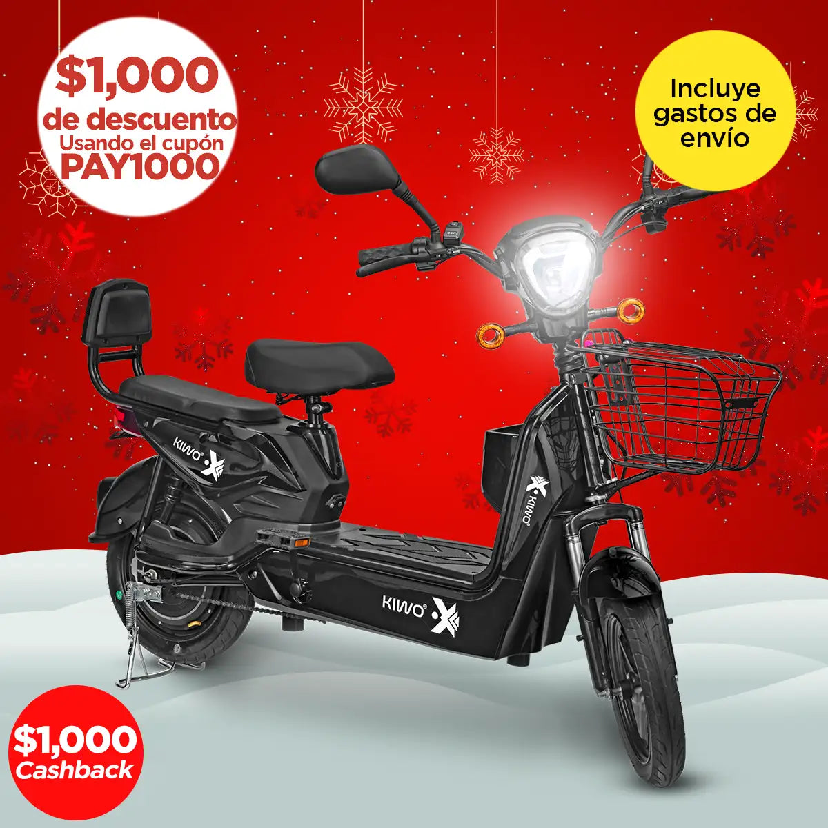 Bicicleta Eléctrica Negra Kiwo GY801