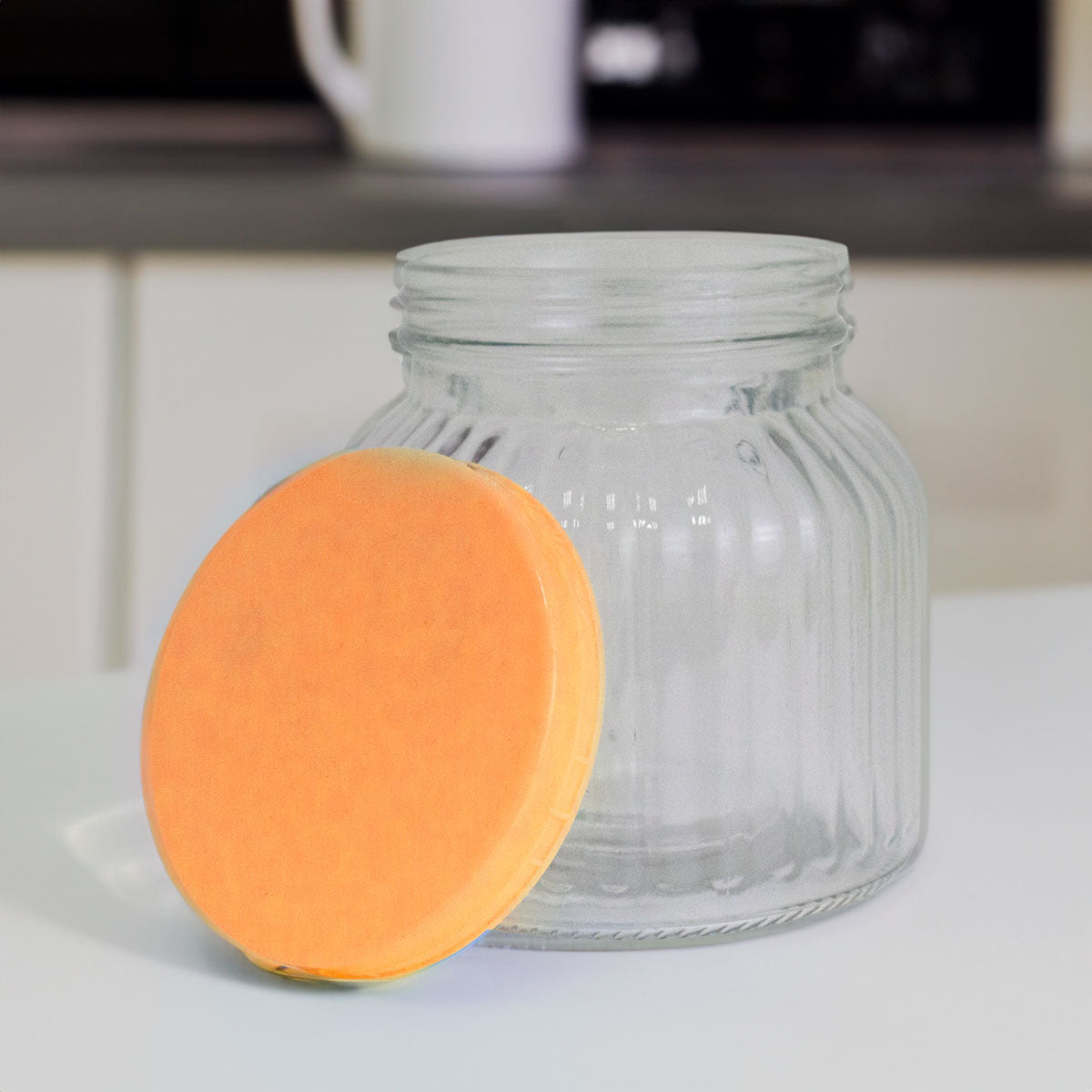 Frasco de Cristal Decorado Tapa color Naranja 650ml