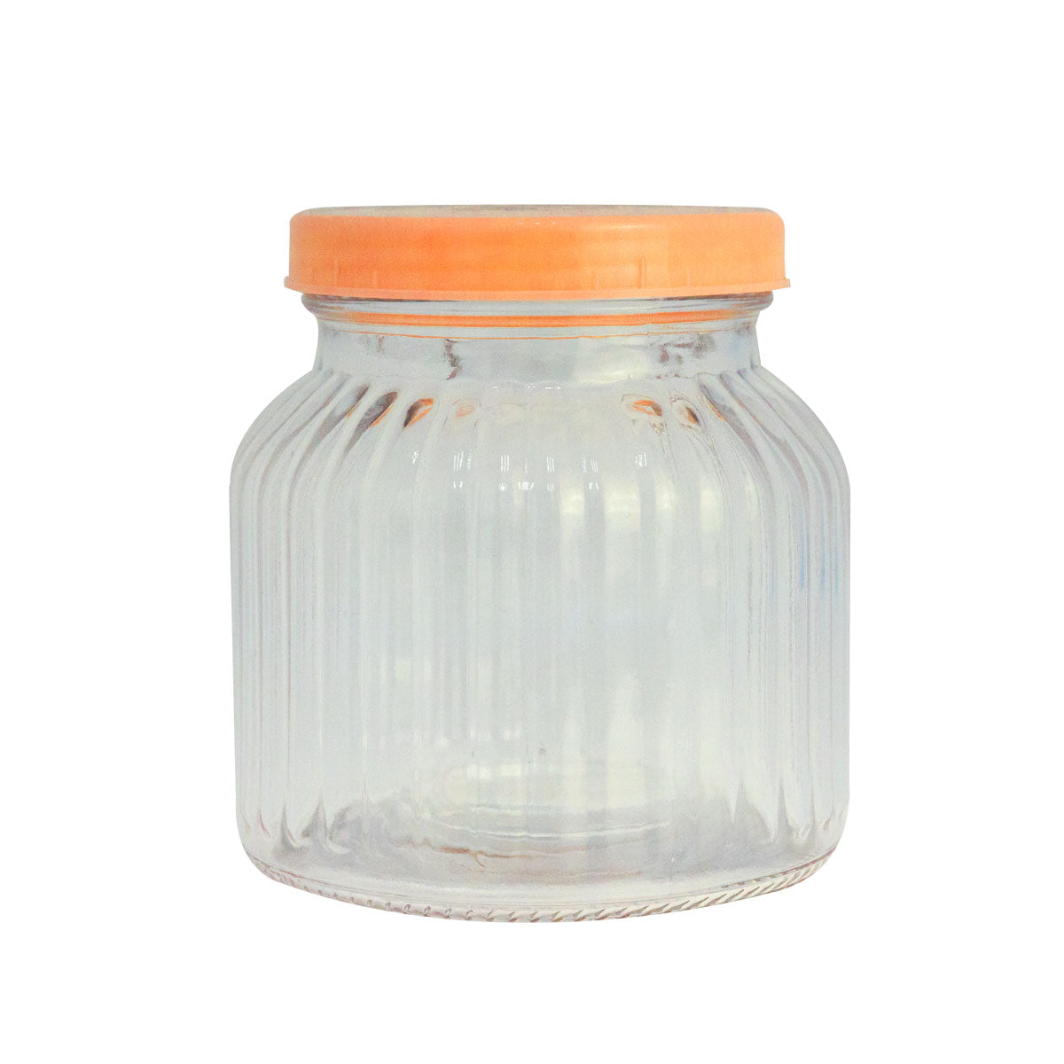 Frasco de Cristal Decorado Tapa color Naranja 650ml